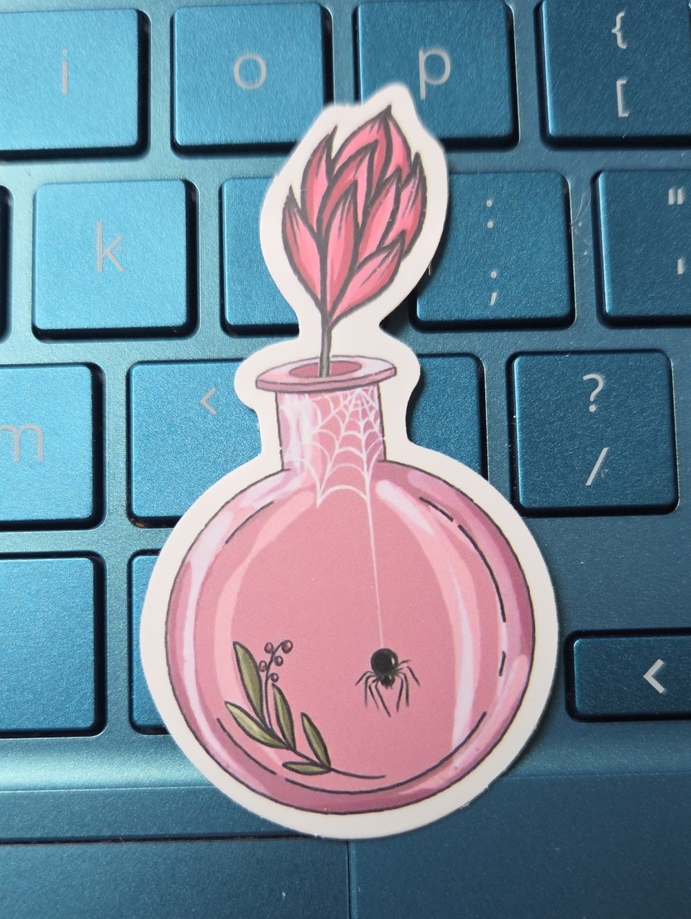 Pink Botanical Glass Bottle Sticker - Women Bath & Body
